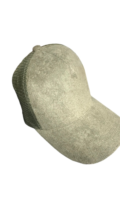 Handburned suede caps