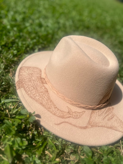 Realistic animal handburned hat